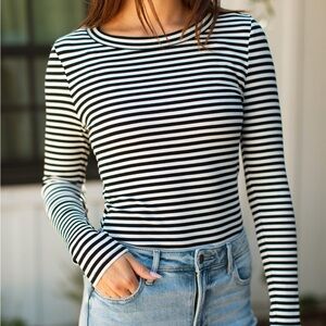 Striped Black and White Long Sleeve Top